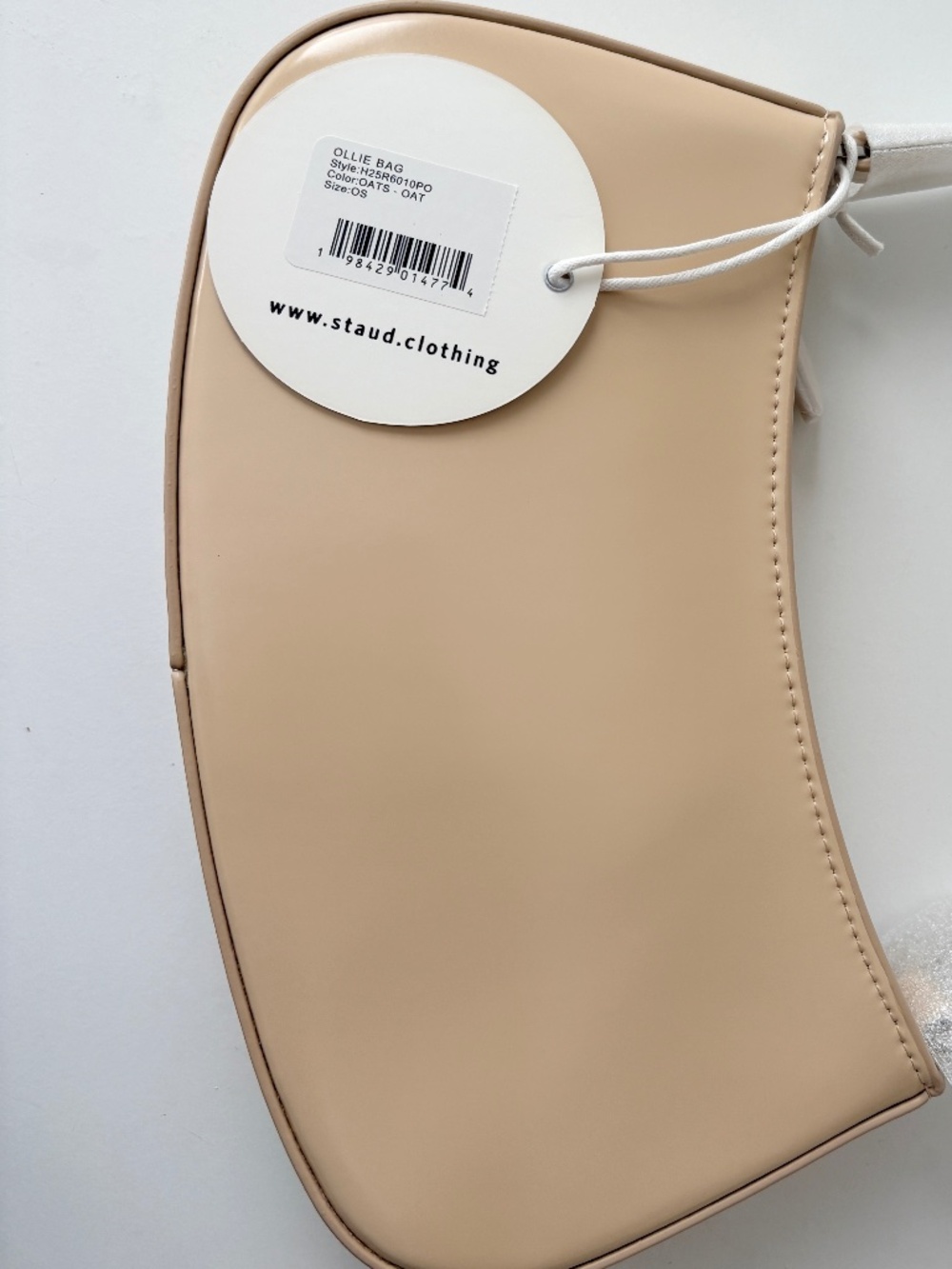 NWT STAUD Ollie Leather Shoulder Bag Oat Neutral Gold Silver Hardware - Picture 2 of 10